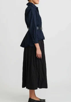 Daniela Gregis Washed Cotton Gonna Aneto Skirt In Nero Black