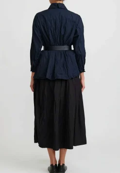 Daniela Gregis Washed Cotton Gonna Aneto Skirt In Nero Black