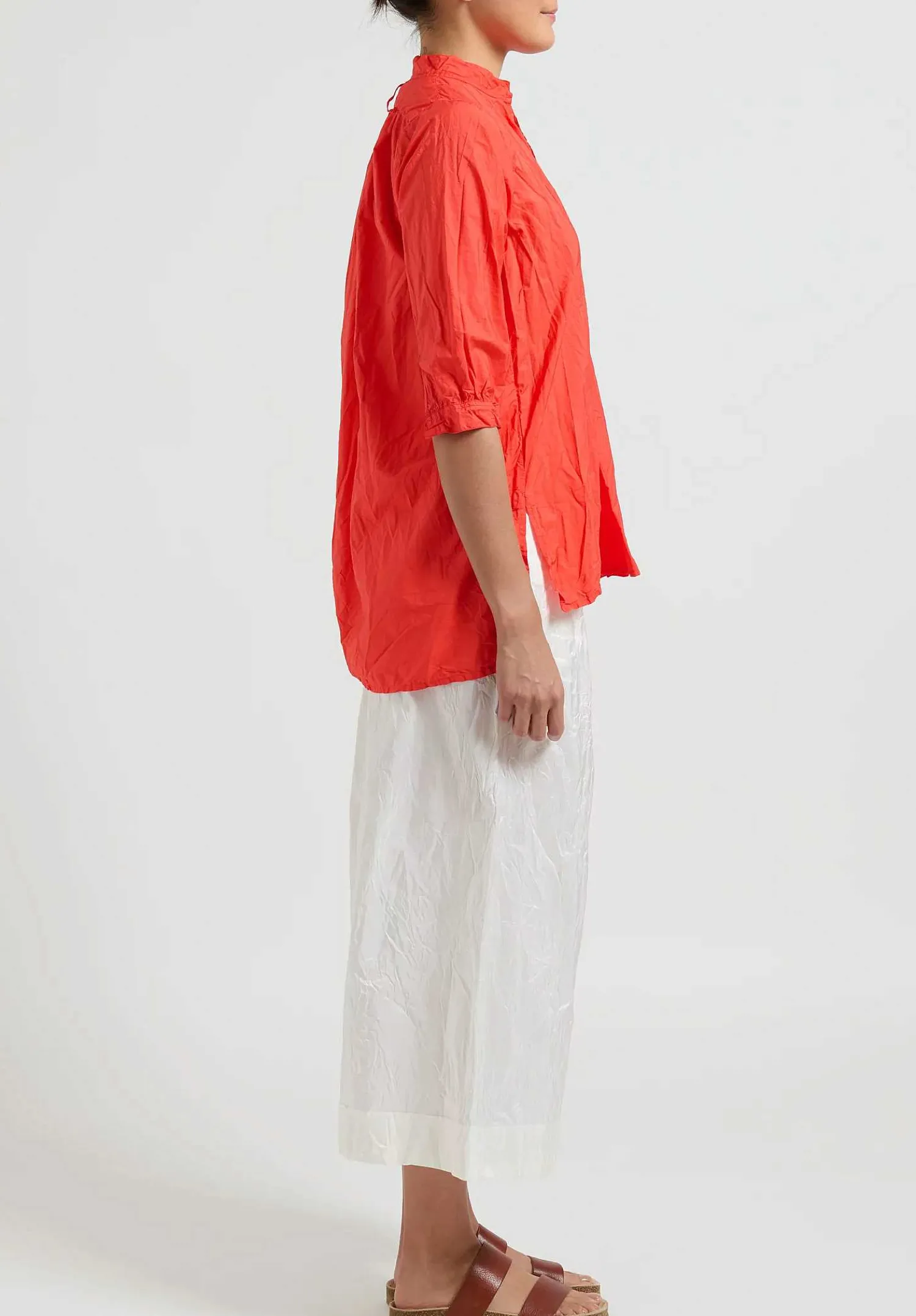 Daniela Gregis Washed Cotton Kora Top In Glow Red