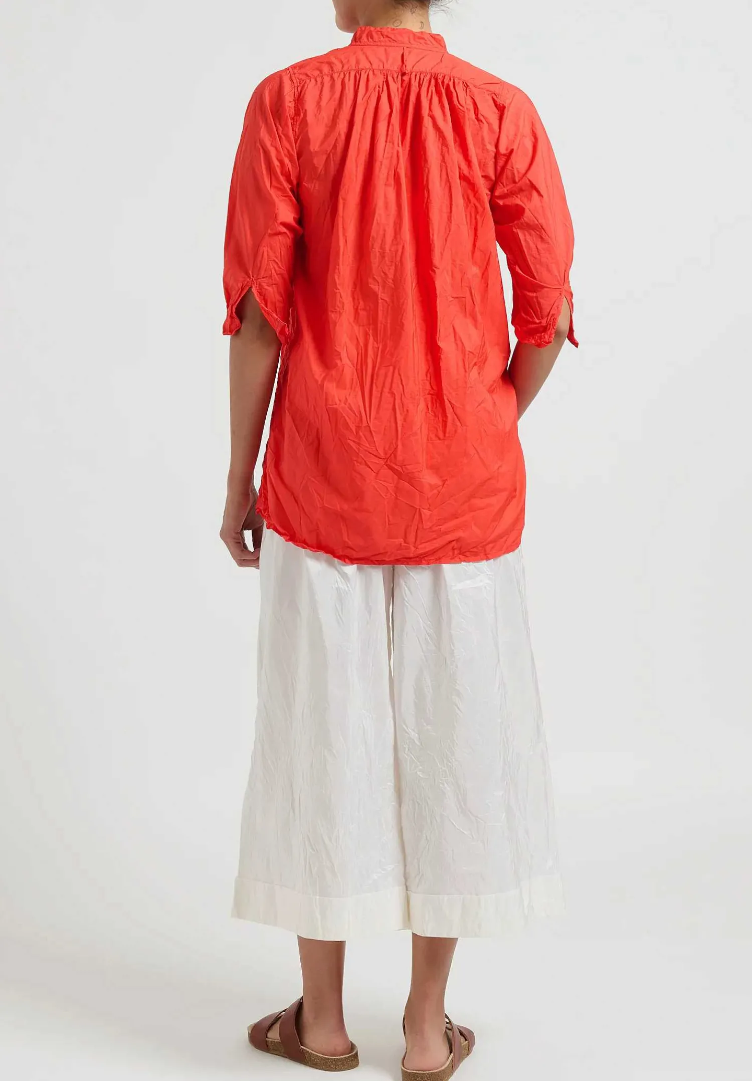 Daniela Gregis Washed Cotton Kora Top In Glow Red