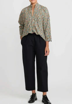 Daniela Gregis Washed Cotton Kora Top In Black, Blue & Orange