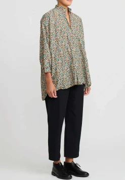 Daniela Gregis Washed Cotton Kora Top In Black, Blue & Orange