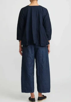 Daniela Gregis Washed Cotton Olma Riflesso Rossela Top In Navy Blue