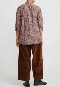 Daniela Gregis Washed Cotton Pepe Kora Shirt In Coral, Blue And Yellow
