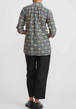 Daniela Gregis Washed Cotton Pepe Kora Shirt In Blue, Orange & Red Flowers