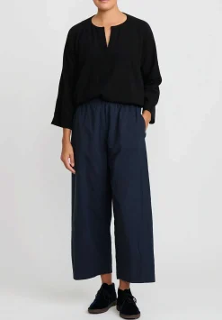 Daniela Gregis Washed Cotton Pigiama Fondo Stretto Pants In Dark Blue