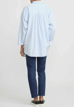 Bergfabel Washed Cotton Poplin Overshirt In Light Blue
