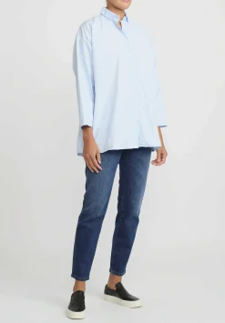 Bergfabel Washed Cotton Poplin Overshirt In Light Blue