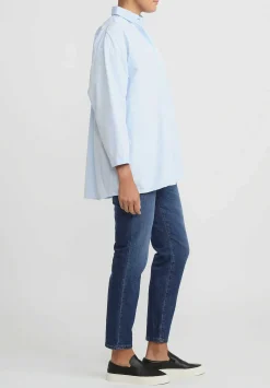 Bergfabel Washed Cotton Poplin Overshirt In Light Blue
