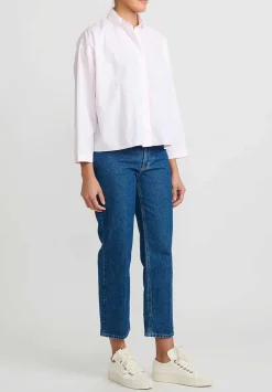 Bergfabel Washed Cotton Poplin Short Overshirt In Pale Pink