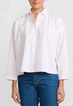 Bergfabel Washed Cotton Poplin Short Overshirt In Pale Pink