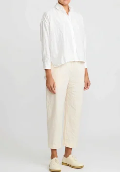 Daniela Gregis Washed Cotton Sigaretta Elastico Pants In Panna Cream