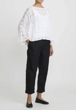 Daniela Gregis Washed Cotton Sigaretta Elastico Pants In Nero Black