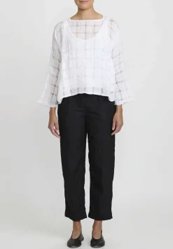 Daniela Gregis Washed Cotton Sigaretta Elastico Pants In Nero Black