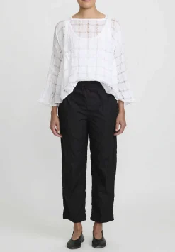 Daniela Gregis Washed Cotton Sigaretta Elastico Pants In Nero Black