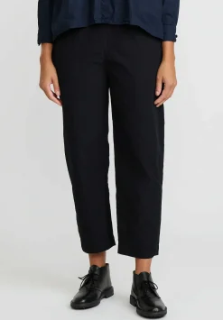 Daniela Gregis Washed Cotton Sigaretta Elastico Pants In Nero Black
