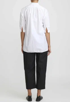 Daniela Gregis Washed Cotton Sigaretta Elastico Pants In Nero Black