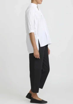 Daniela Gregis Washed Cotton Sigaretta Elastico Pants In Nero Black