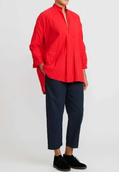 Daniela Gregis Washed Cotton Sigaretta Elastico Pants In Blue