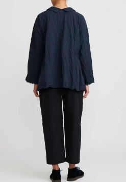 Daniela Gregis Washed Cotton Spicchi Colletto Top In Blue