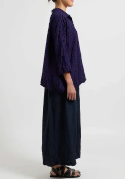 Daniela Gregis Washed Cotton Tognon Largo Campo Pants In Blu Navy