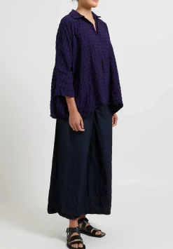 Daniela Gregis Washed Cotton Tognon Largo Campo Pants In Blu Navy