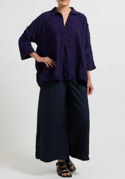 Daniela Gregis Washed Cotton Tognon Largo Campo Pants In Blu Navy