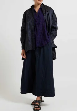 Daniela Gregis Washed Cotton Tognon Largo Campo Pants In Blu Navy