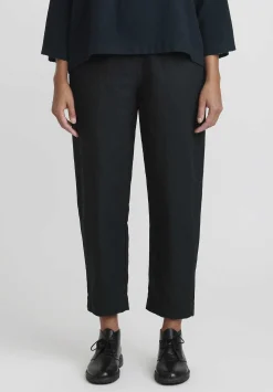 Daniela Gregis Washed Cotton Twill Sigaretta Elastico Pants In Nero Black