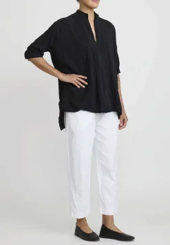 Daniela Gregis Washed Cotton Twill Sigaretta Elastico Pants In Bianco White