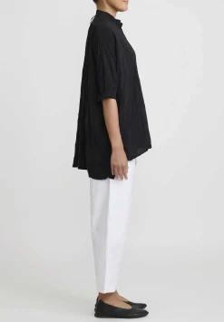 Daniela Gregis Washed Cotton Twill Sigaretta Elastico Pants In Bianco White