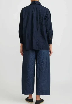Daniela Gregis Washed Cotton Uomo Corta Rossella Shirt In Navy Blue