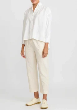 Daniela Gregis Washed Cotton Uomo Larga Corta Note Lavata Shirt In Bianco White
