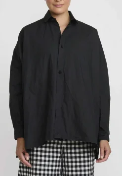 Daniela Gregis Washed Cotton Uomo Larghissima Corta Rosella Shirt In Nero Black