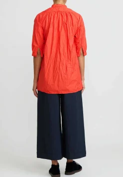 Daniela Gregis Washed Cotton Wide Leg Pigiama Pants In Blue