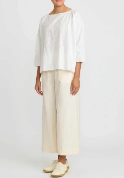 Daniela Gregis Washed Cotton Wide Leg Pigiama Pants In Panna Cream