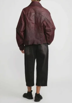Rundholz Washed Lamb Leather A-Line Jacket In Rust Red
