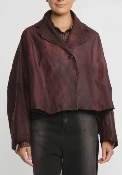Rundholz Washed Lamb Leather A-Line Jacket In Rust Red