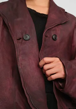 Rundholz Washed Lamb Leather A-Line Jacket In Rust Red