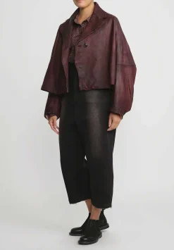 Rundholz Washed Lamb Leather A-Line Jacket In Rust Red