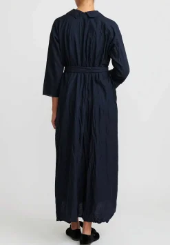Daniela Gregis Washed Lightweight Cotton Abito Spicchi Colletto Dress In Blue Operaio