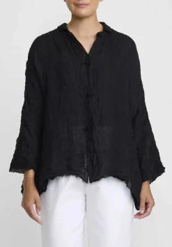 Daniela Gregis Washed Linen Luglio Rosella Jacket In Nero Black