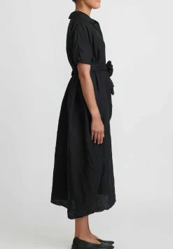 Daniela Gregis Washed Linen Rossella Abito Dress In Nero Black