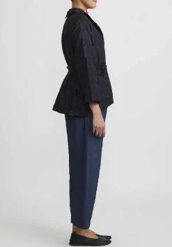 Daniela Gregis Washed Silk Giacca Gladiolo Rosella Jacket In Navy Blue
