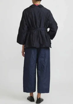 Daniela Gregis Washed Silk Giacca Gladiolo Rosella Jacket In Navy Blue
