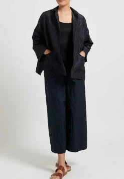Daniela Gregis Washed Silk Gladiolo Mirta Jacket In Navy Blue