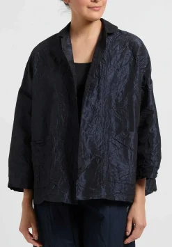 Daniela Gregis Washed Silk Gladiolo Mirta Jacket In Navy Blue