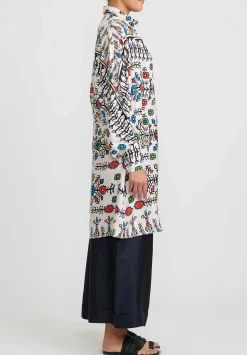 Rianna + Nina Washed Silk Greek Monica Shirt Dress In Luludi White