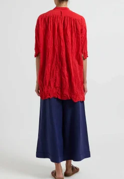 Daniela Gregis Washed Silk Honey Kora Top In Red