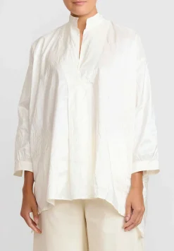 Daniela Gregis Washed Silk Kora Shirt In Avorio Bianco